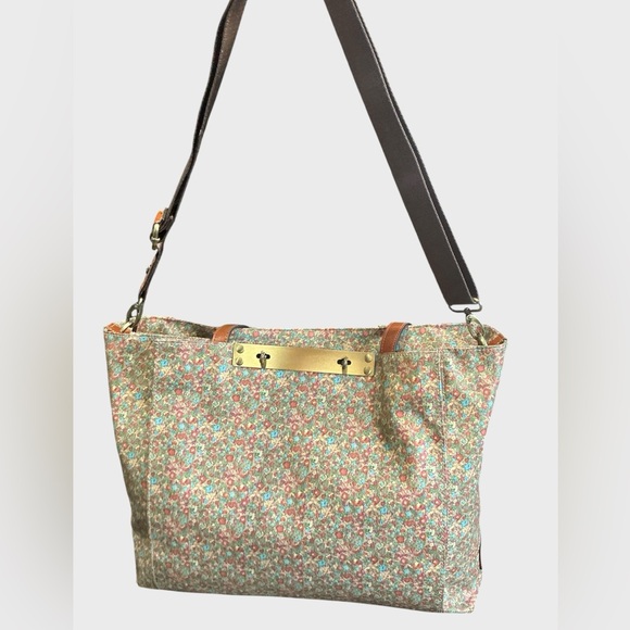 Patricia Nash Silvi Tote Coral Bouquet Floral Leather Trim Travel Work - Picture 6 of 16